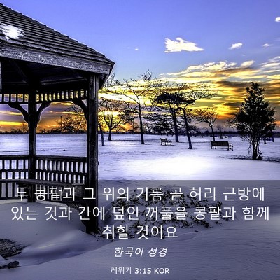 Picture 03 - 레위기 3:15 KOR - 두 콩팥과 그 위의 기름 곧 허리 - Bible Verse Picture