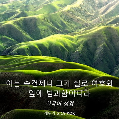 Picture 03 - 레위기 5:19 KOR - 이는 속건제니 그가 실로 여호와 - Bible Verse Picture