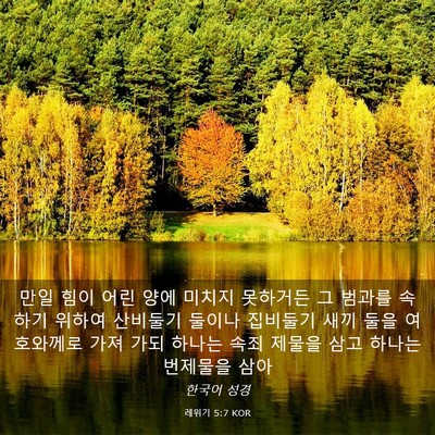 Picture 03 - 레위기 5:7 KOR - 만일 힘이 어린 양에 미치지 - Bible Verse Picture
