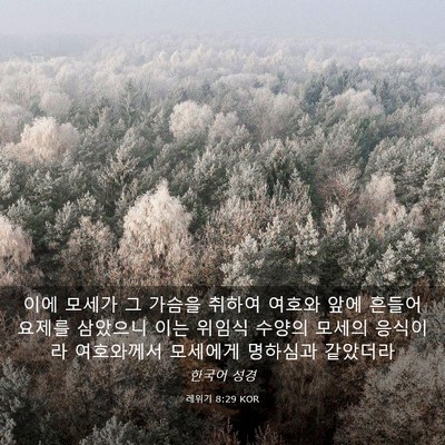 Picture 03 - 레위기 8:29 KOR - 이에 모세가 그 가슴을 취하여 - Bible Verse Picture