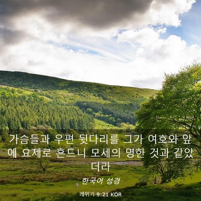 Picture 03 - 레위기 9:21 KOR - 가슴들과 우편 뒷다리를 그가 여호와 - Bible Verse Picture