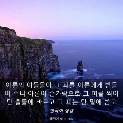 Picture 03 - 레위기 9:9 KOR - 아론의 아들들이 그 피를 아론에게 - Bible Verse Picture