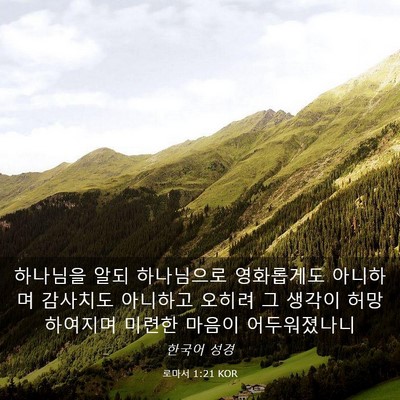 Picture 03 - 로마서 1:21 KOR - 하나님을 알되 하나님으로 - Bible Verse Picture