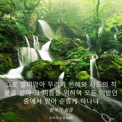 Picture 03 - 로마서 1:5 KOR - 그로 말미암아 우리가 은혜와 사도의 - Bible Verse Picture