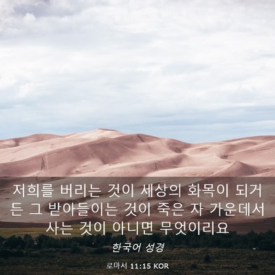 Picture 03 - 로마서 11:15 KOR - 저희를 버리는 것이 세상의 화목이 - Bible Verse Picture