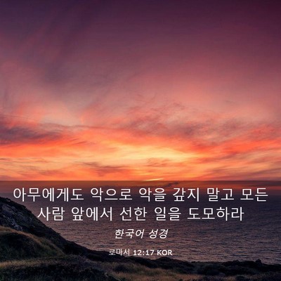 Picture 03 - 로마서 12:17 KOR - 아무에게도 악으로 악을 갚지 말고 - Bible Verse Picture