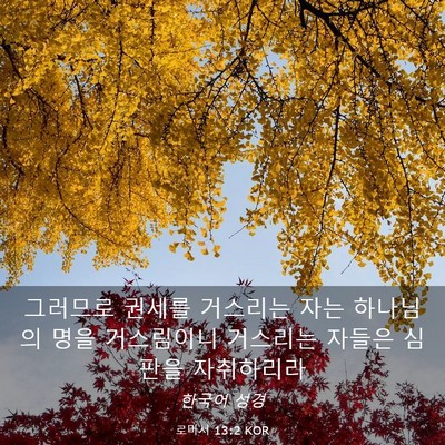 Picture 03 - 로마서 13:2 KOR - 그러므로 권세를 거스리는 자는 - Bible Verse Picture