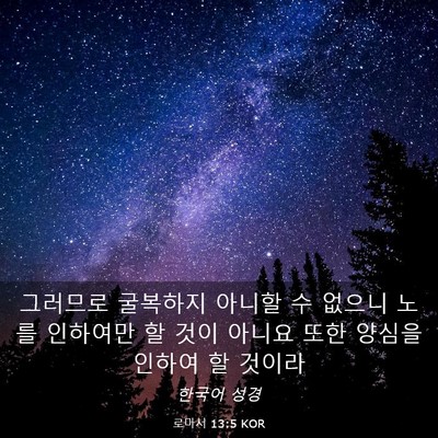 Picture 03 - 로마서 13:5 KOR - 그러므로 굴복하지 아니할 수 없으니 - Bible Verse Picture