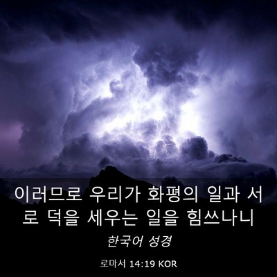 Picture 03 - 로마서 14:19 KOR - 이러므로 우리가 화평의 일과 서로 - Bible Verse Picture