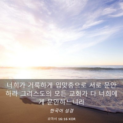 Picture 03 - 로마서 16:16 KOR - 너희가 거룩하게 입맞춤으로 서로 - Bible Verse Picture