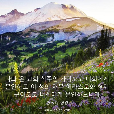 Picture 03 - 로마서 16:23 KOR - 나와 온 교회 식주인 가이오도 - Bible Verse Picture