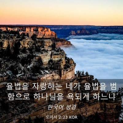 Picture 03 - 로마서 2:23 KOR - 율법을 자랑하는 네가 율법을 - Bible Verse Picture