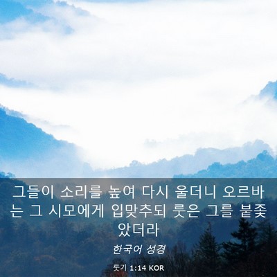 Picture 03 - 룻기 1:14 KOR - 그들이 소리를 높여 다시 울더니 - Bible Verse Picture
