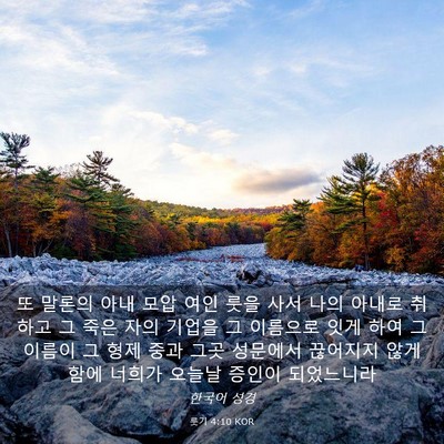 Picture 03 - 룻기 4:10 KOR - 또 말론의 아내 모압 여인 룻을 사서 - Bible Verse Picture
