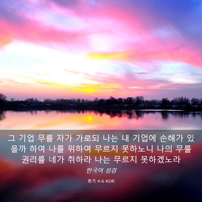 Picture 03 - 룻기 4:6 KOR - 그 기업 무를 자가 가로되 나는 내 - Bible Verse Picture