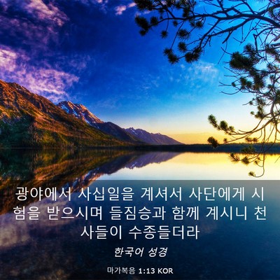 Picture 03 - 마가복음 1:13 KOR - 광야에서 사십일을 계셔서 사단에게 - Bible Verse Picture