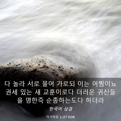 Picture 03 - 마가복음 1:27 KOR - 다 놀라 서로 물어 가로되 이는 - Bible Verse Picture