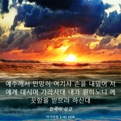 Picture 03 - 마가복음 1:41 KOR - 예수께서 민망히 여기사 손을 내밀어 - Bible Verse Picture