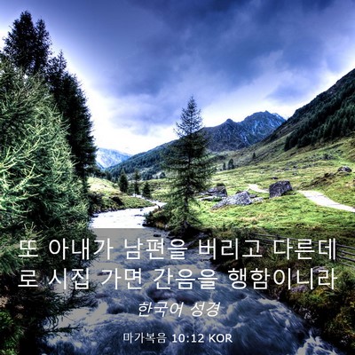 Picture 03 - 마가복음 10:12 KOR - 또 아내가 남편을 버리고 다른데로 - Bible Verse Picture