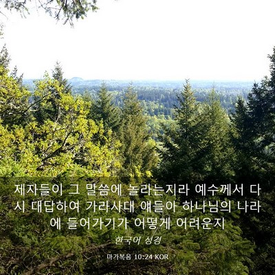 Picture 03 - 마가복음 10:24 KOR - 제자들이 그 말씀에 놀라는지라 - Bible Verse Picture