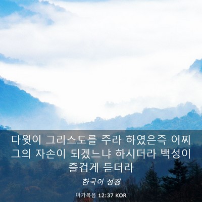 Picture 03 - 마가복음 12:37 KOR - 다윗이 그리스도를 주라 하였은즉 - Bible Verse Picture