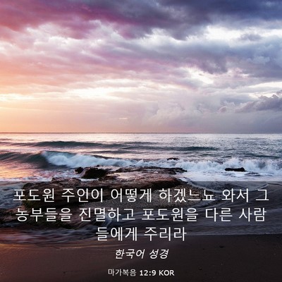 Picture 03 - 마가복음 12:9 KOR - 포도원 주인이 어떻게 하겠느뇨 와서 - Bible Verse Picture