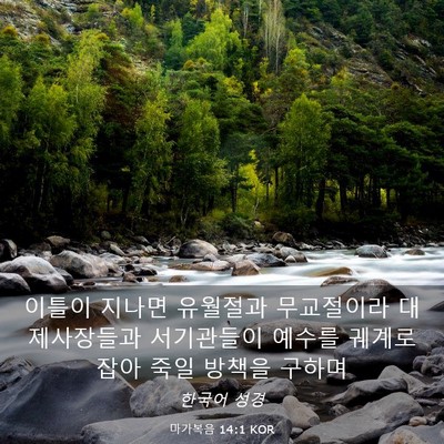 Picture 03 - 마가복음 14:1 KOR - 이틀이 지나면 유월절과 무교절이라 - Bible Verse Picture