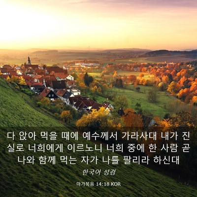 Picture 03 - 마가복음 14:18 KOR - 다 앉아 먹을 때에 예수께서 - Bible Verse Picture
