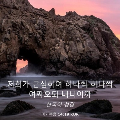 Picture 03 - 마가복음 14:19 KOR - 저희가 근심하여 하나씩 하나씩 - Bible Verse Picture