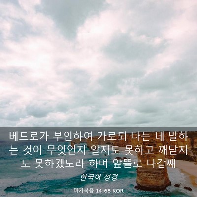 Picture 03 - 마가복음 14:68 KOR - 베드로가 부인하여 가로되 나는 네 - Bible Verse Picture