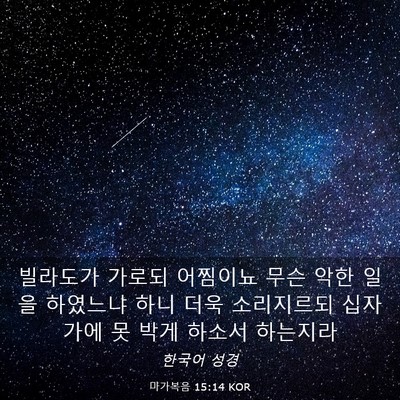 Picture 03 - 마가복음 15:14 KOR - 빌라도가 가로되 어찜이뇨 무슨 악한 - Bible Verse Picture