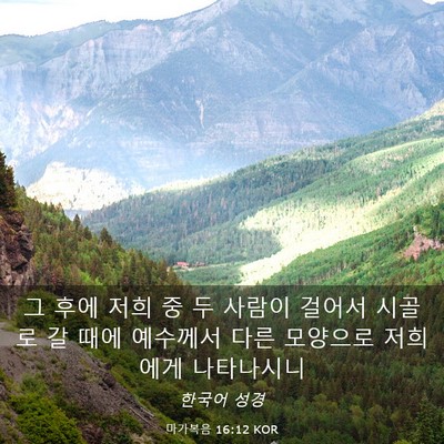 Picture 03 - 마가복음 16:12 KOR - 그 후에 저희 중 두 사람이 걸어서 - Bible Verse Picture
