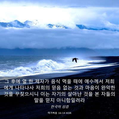 Picture 03 - 마가복음 16:14 KOR - 그 후에 열 한 제자가 음식 먹을 때에 - Bible Verse Picture