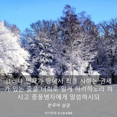 Picture 03 - 마가복음 2:10 KOR - 그러나 인자가 땅에서 죄를 사하는 - Bible Verse Picture