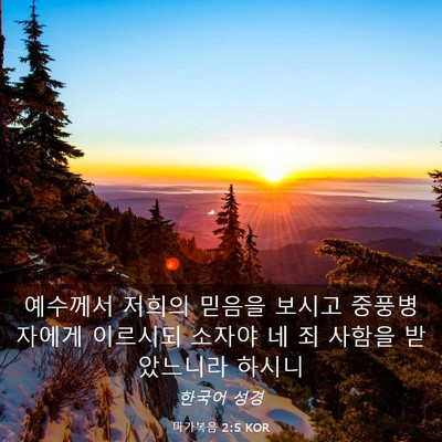 Picture 03 - 마가복음 2:5 KOR - 예수께서 저희의 믿음을 보시고 - Bible Verse Picture