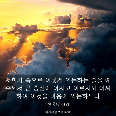 Picture 03 - 마가복음 2:8 KOR - 저희가 속으로 이렇게 의논하는 줄을 - Bible Verse Picture