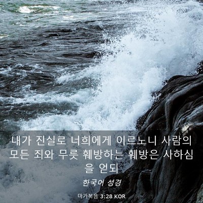 Picture 03 - 마가복음 3:28 KOR - 내가 진실로 너희에게 이르노니 - Bible Verse Picture