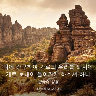 Picture 03 - 마가복음 5:12 KOR - 이에 간구하여 가로되 우리를 - Bible Verse Picture