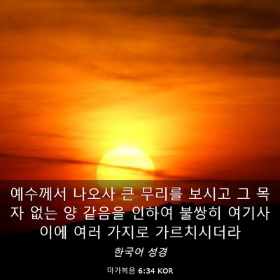 Picture 03 - 마가복음 6:34 KOR - 예수께서 나오사 큰 무리를 보시고 - Bible Verse Picture