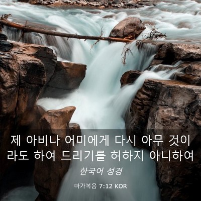 Picture 03 - 마가복음 7:12 KOR - 제 아비나 어미에게 다시 아무 - Bible Verse Picture