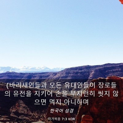 Picture 03 - 마가복음 7:3 KOR - (바리새인들과 모든 유대인들이 - Bible Verse Picture