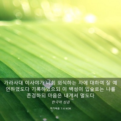 Picture 03 - 마가복음 7:6 KOR - 가라사대 이사야가 너희 외식하는 - Bible Verse Picture