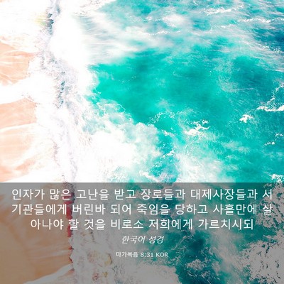 Picture 03 - 마가복음 8:31 KOR - 인자가 많은 고난을 받고 장로들과 - Bible Verse Picture