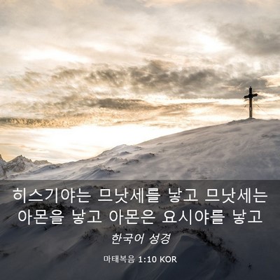 Picture 03 - 마태복음 1:10 KOR - 히스기야는 므낫세를 낳고 므낫세는 - Bible Verse Picture
