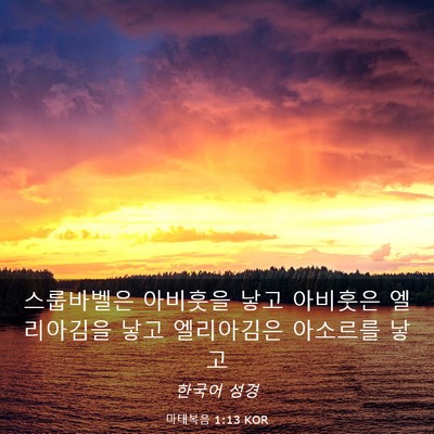 Picture 03 - 마태복음 1:13 KOR - 스룹바벨은 아비훗을 낳고 아비훗은 - Bible Verse Picture