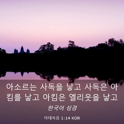 Picture 03 - 마태복음 1:14 KOR - 아소르는 사독을 낳고 사독은 아킴를 - Bible Verse Picture