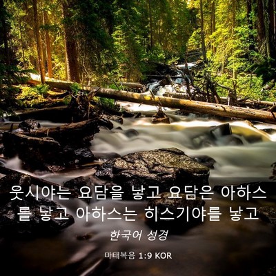 Picture 03 - 마태복음 1:9 KOR - 웃시야는 요담을 낳고 요담은 - Bible Verse Picture