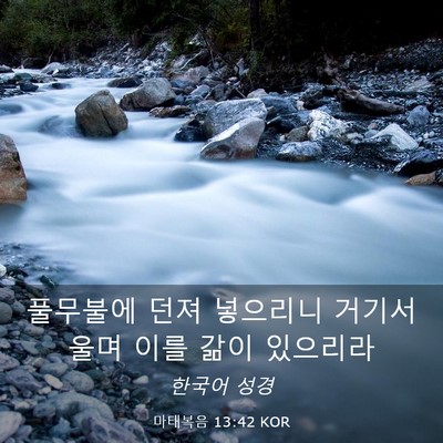 Picture 03 - 마태복음 13:42 KOR - 풀무불에 던져 넣으리니 거기서 울며 - Bible Verse Picture