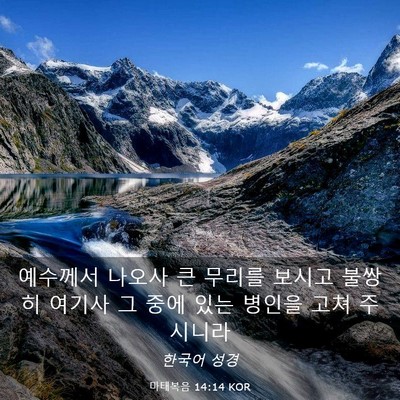 Picture 03 - 마태복음 14:14 KOR - 예수께서 나오사 큰 무리를 보시고 - Bible Verse Picture