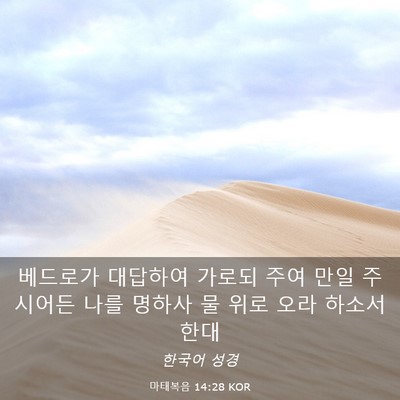 Picture 03 - 마태복음 14:28 KOR - 베드로가 대답하여 가로되 주여 만일 - Bible Verse Picture